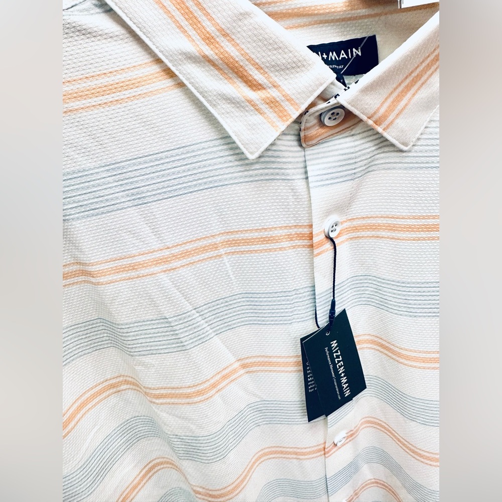 NEW Mizzen + Main Halyard Short Sleeve Casual Dress Shirt Peach Classic